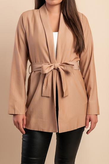 Blazer com cinto, bege