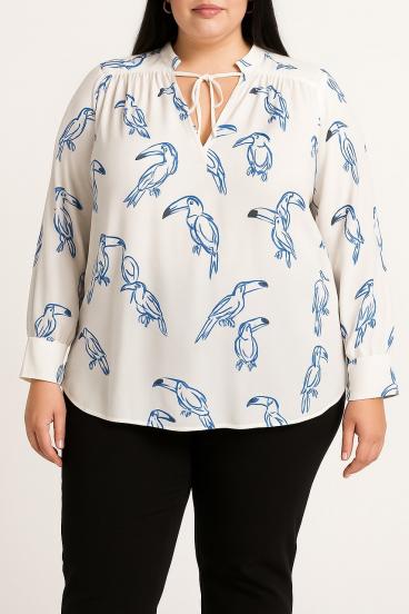 Blusa plus size com estampa, branca
