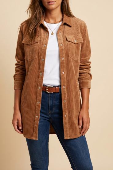 Jaqueta plus size em imitação de veludo, camelo