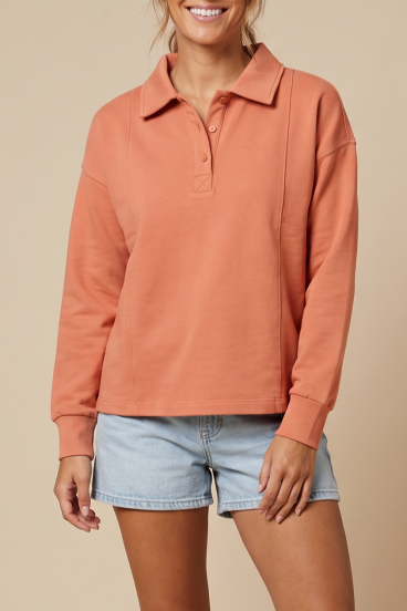 Camisa polo de algodão, laranja