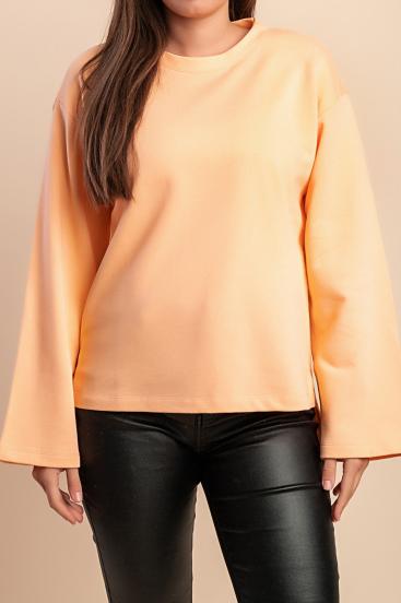 Blusa de algodão com estampa, laranja