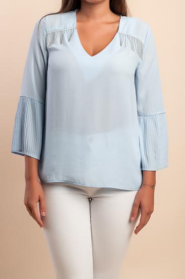 Moletom com detalhe plissado, azul claro