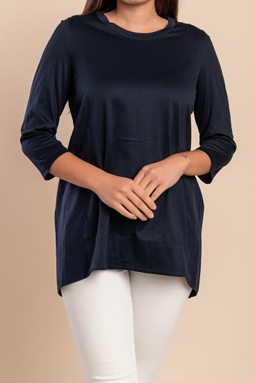Túnica de algodão, azul escuro