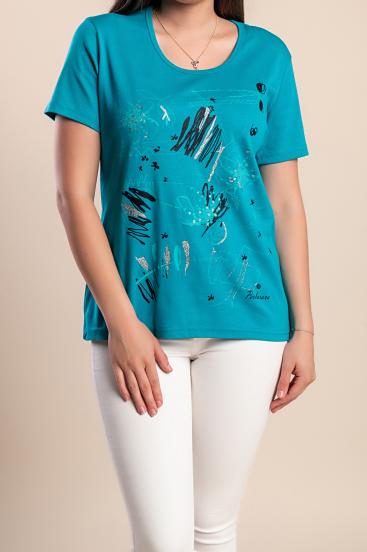 Camiseta estampada, turquesa