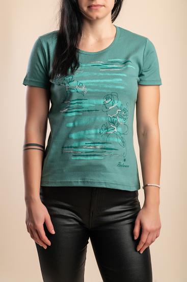 Camiseta de algodão com estampa, verde