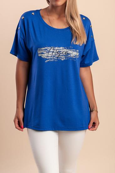 Camiseta com rebites decorativos, azul royal