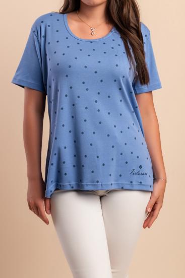Camiseta de algodão com estampa, azul claro