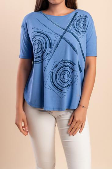 Camiseta com estampa, azul