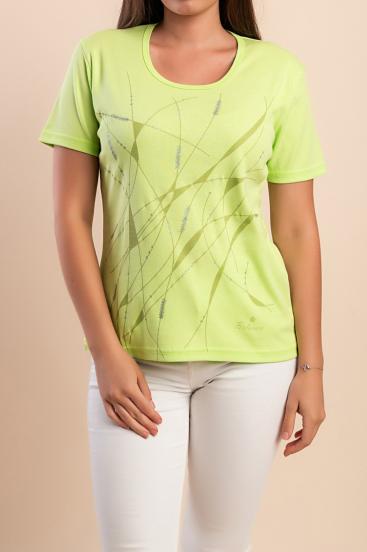 Camiseta de algodão com estampa, verde claro