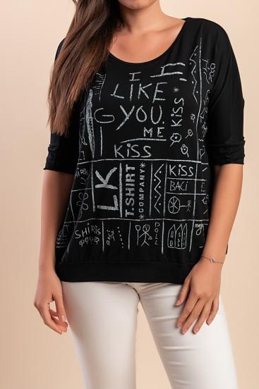 Camiseta com estampa, preta