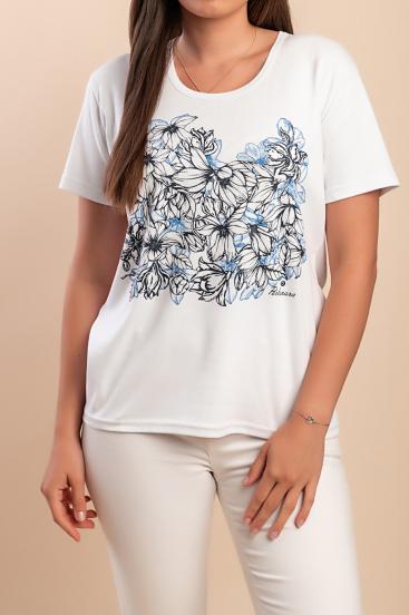 Camiseta de algodão com estampa, branca