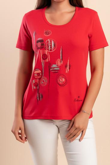Camiseta com estampa, vermelha