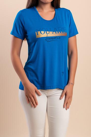 Camiseta com estampa, azul