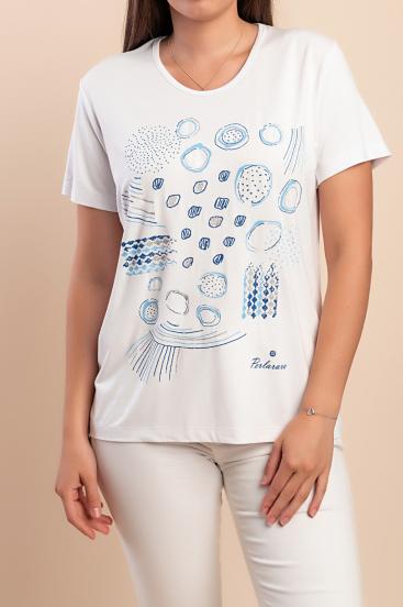 Camiseta de algodão com estampa, branca