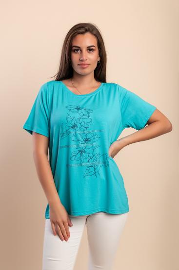 Camiseta de viscose, turquesa