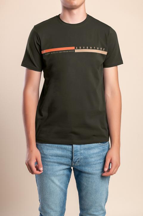 Camiseta Masculina de Algodão, Verde-oliva