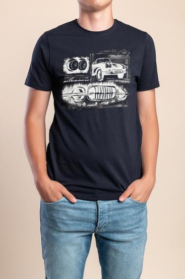 Camiseta Masculina de Algodão, Azul Escuro