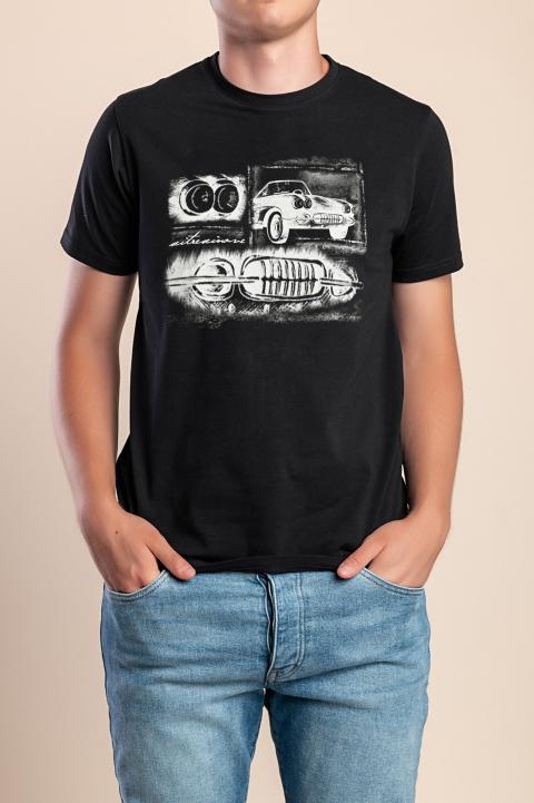 Camiseta Masculina de Algodão, Preta