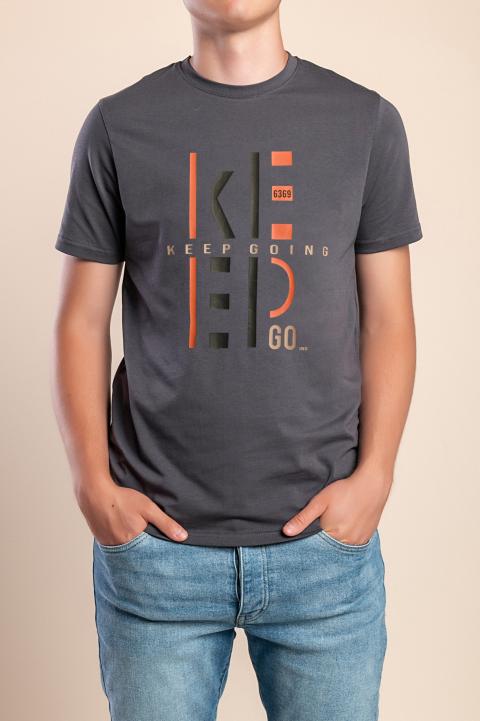 Camiseta masculina de algodão, cinza