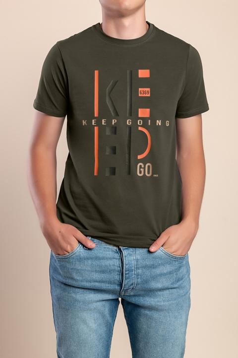 Camiseta masculina de algodão, oliva