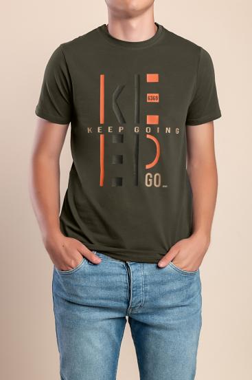 Camiseta masculina de algodão, oliva