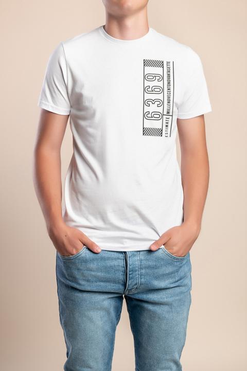 Camiseta masculina de algodão, branca