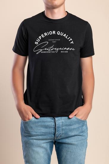 Camiseta Masculina de Algodão, Preta