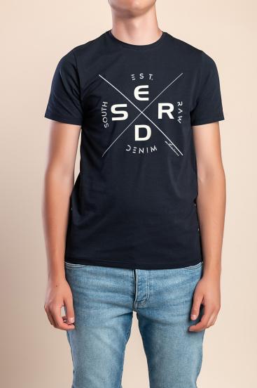 Camiseta Masculina de Algodão, Azul Escuro