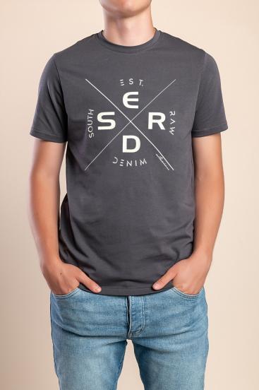 Camiseta Masculina de Algodão, Cinza