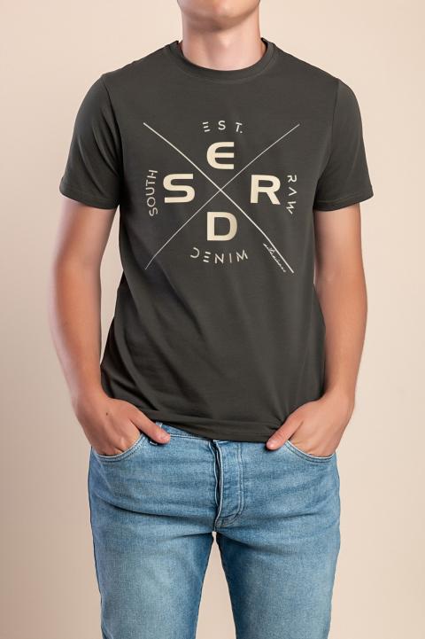 Camiseta Masculina de Algodão, Verde-oliva