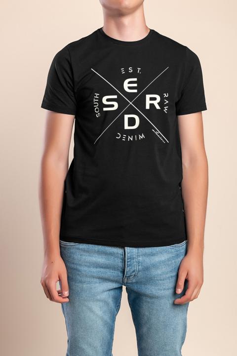 Camiseta masculina de algodão, preta