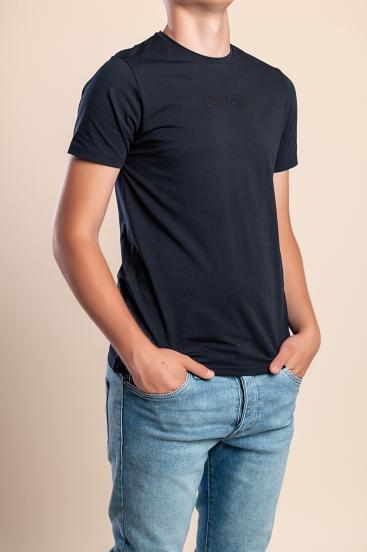 Camisa masculina de algodão, azul escuro