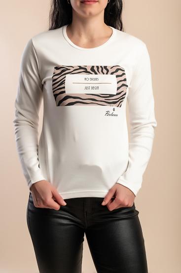 Top de algodão com estampa, branco