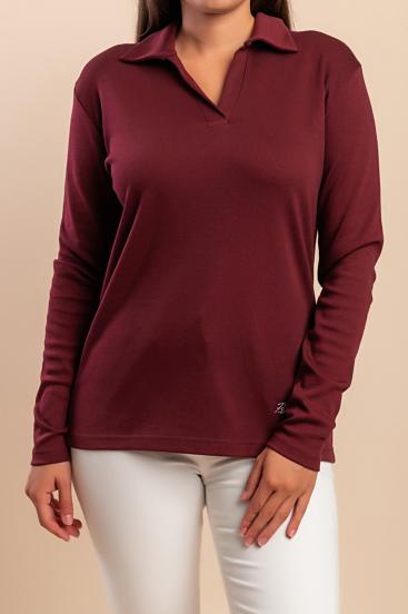 Blusa de manga comprida, bordô