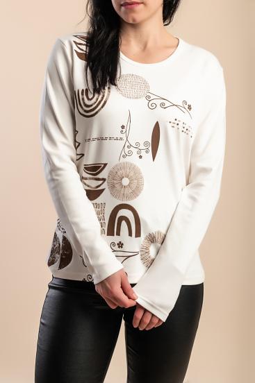 Top de algodão com estampa, branco