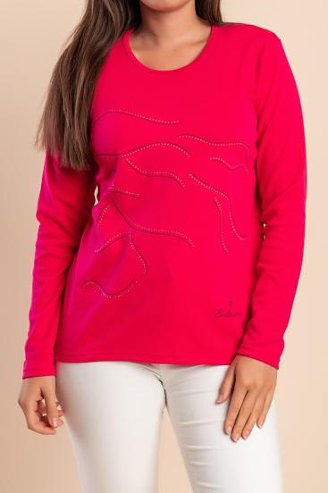Top de algodão com estampa, rosa