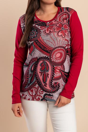 Top estampado, vermelho