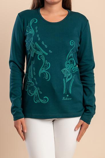 Top de algodão com estampa, verde