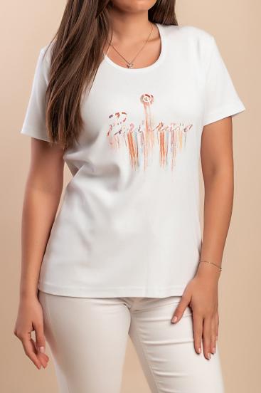 Camiseta de algodão com estampa, branca