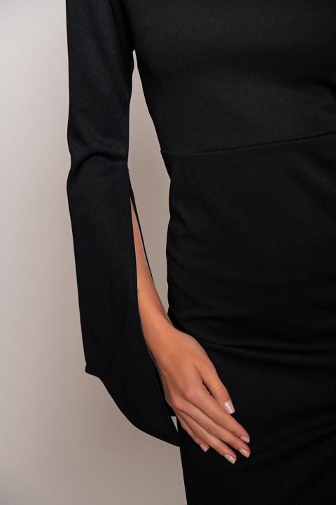 Mini vestido elegante com decote assimétrico Mamola, preto