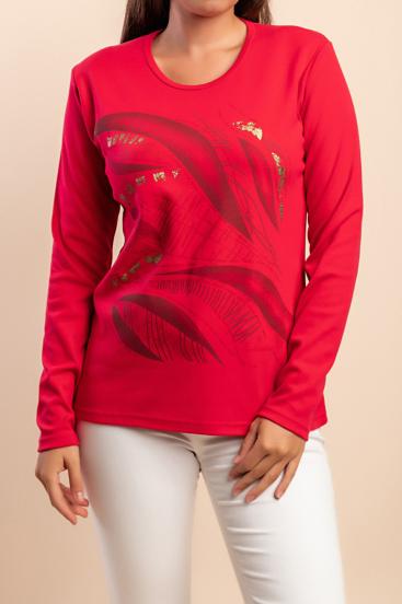Blusa de algodão de manga comprida, rosa