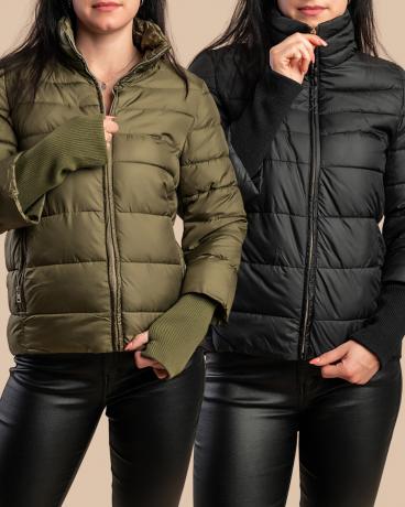Conjunto de 2 jaquetas curtas acolchoadas, preto/oliva