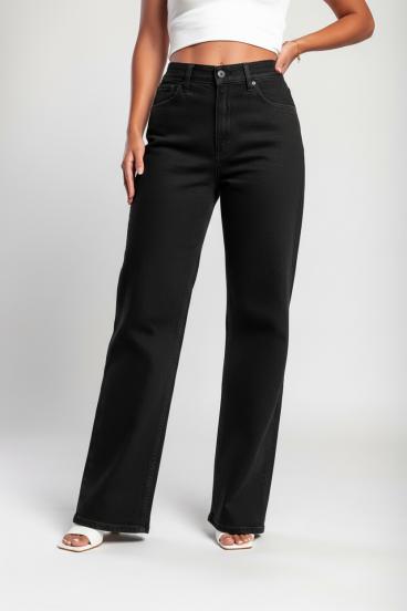 "Luxe Jeans" Calças Jeans Super Esticadas de Cintura Alta e Pernas Largas