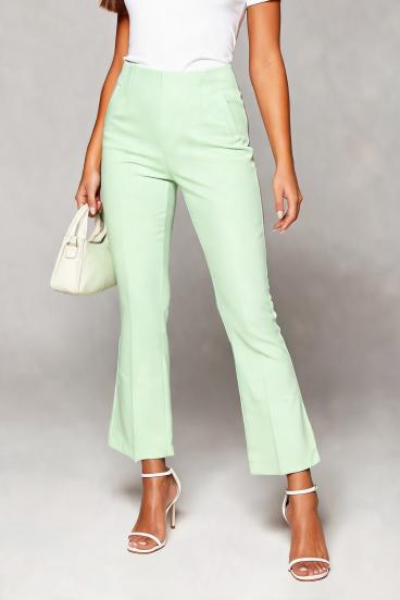 Calças elegantes com boca flare, verde claro