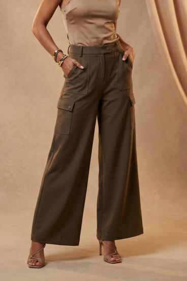 Calças cargo com bolsos, verde oliva