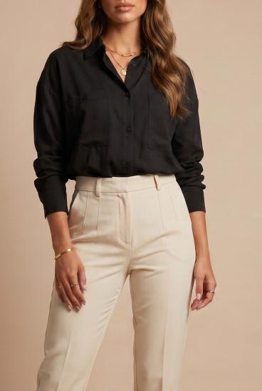 Camisa de Viscose, Preta