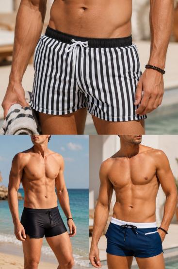 Conjunto de três sungas masculinas, várias cores