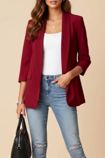 Blazer com mangas 3/4, Borgonha