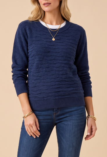 Suéter Feminino Gola Redonda, Azul Escuro