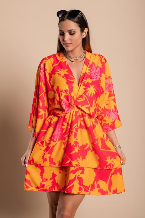 Mini vestido elegante com estampado  Amasena, laranja